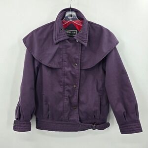 Vintage Private Club Jacket Womens M Purple Cape Bomber Jacket 80s Western